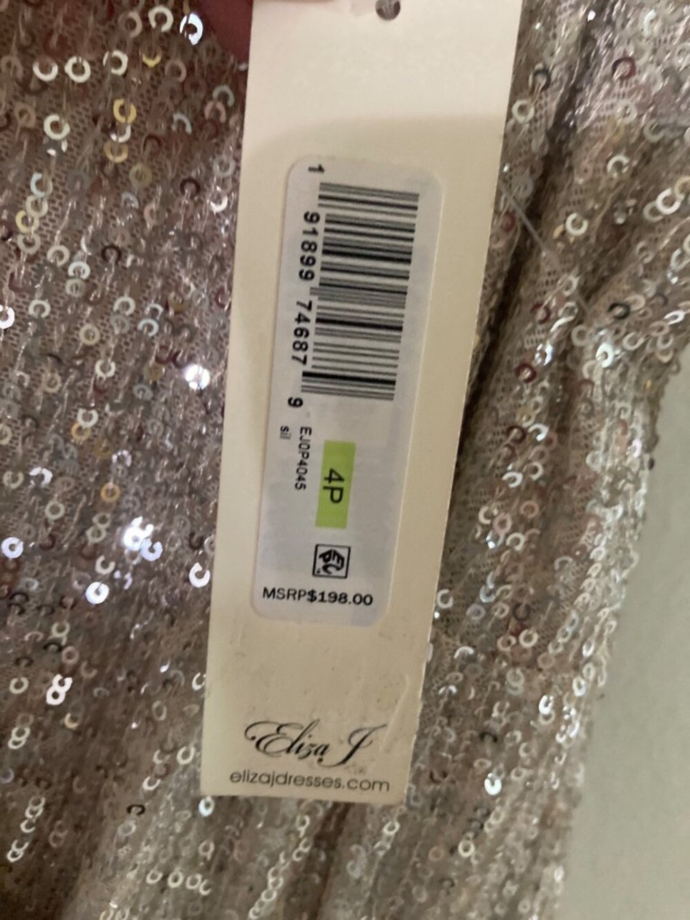 Eliza J Women's Long-Sleeve Social-Sequin Jumpsuit Silver 4P NWT - Picture 5 of 10